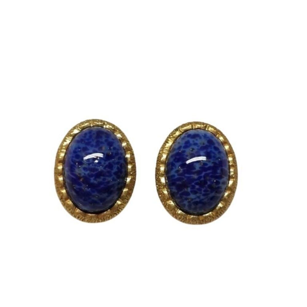 Christian Dior Earrings, Blue Gold, Lapis Lazuli, Metal, Women's